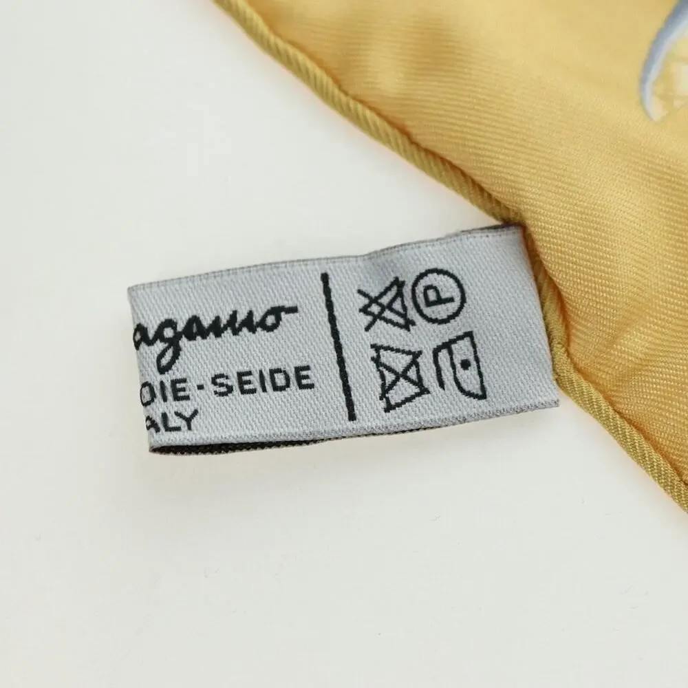 Salvatore Ferragamo Silk Bird Pattern Scarf Yellow